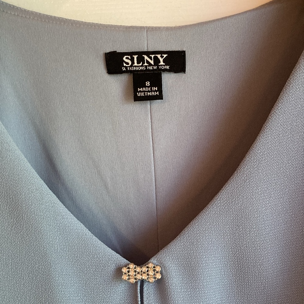 Semi-Formal Dusty Blue Ruffle Dress - Picture 2 of 5